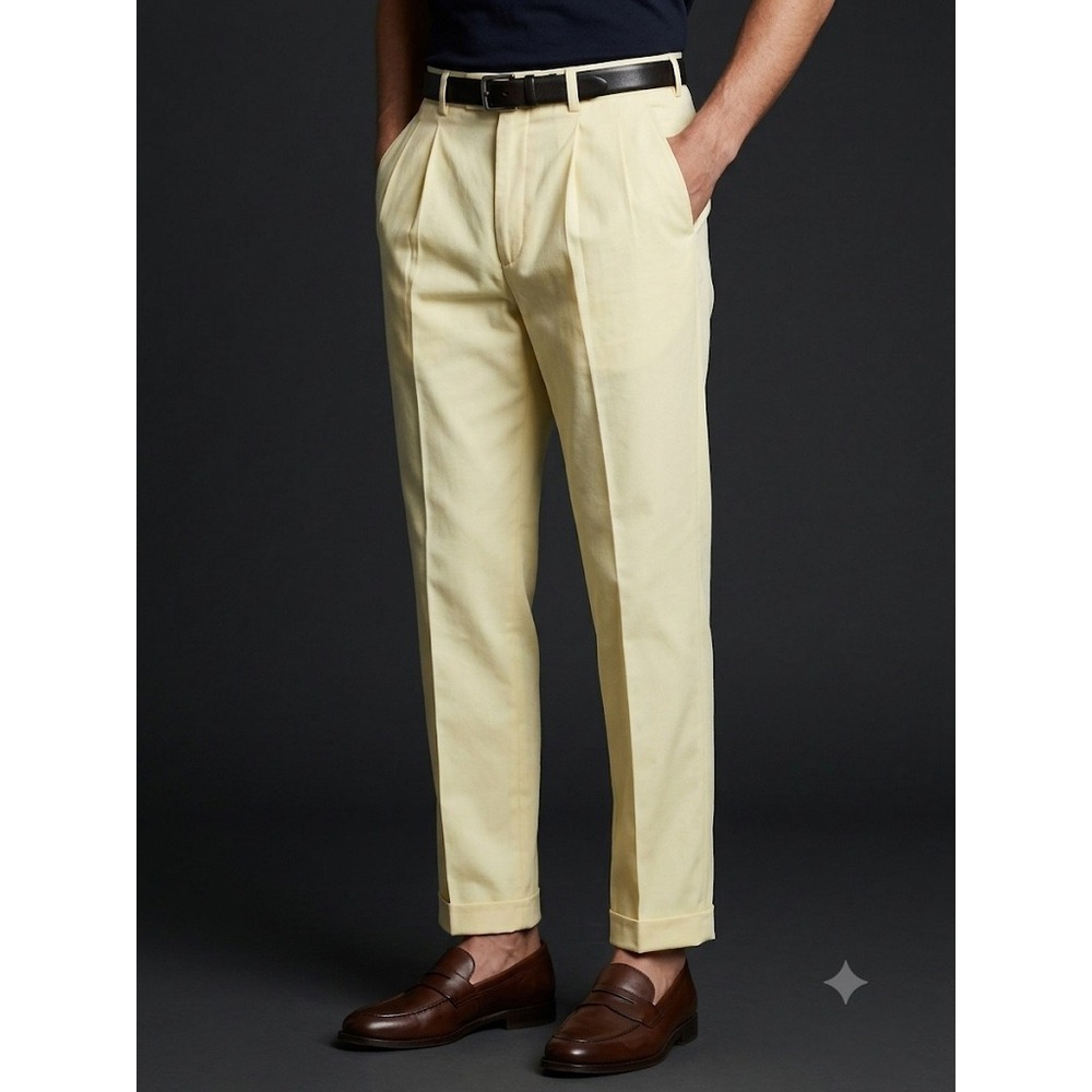 VTG 80s 90s Gitano Pastel Yellow Pleated High Rise Trousers 32x28